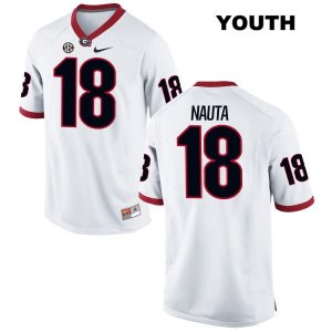 Youth Georgia Bulldogs NCAA #18 Isaac Nauta Nike Stitched White Authentic College Football Jersey VOF4354DR